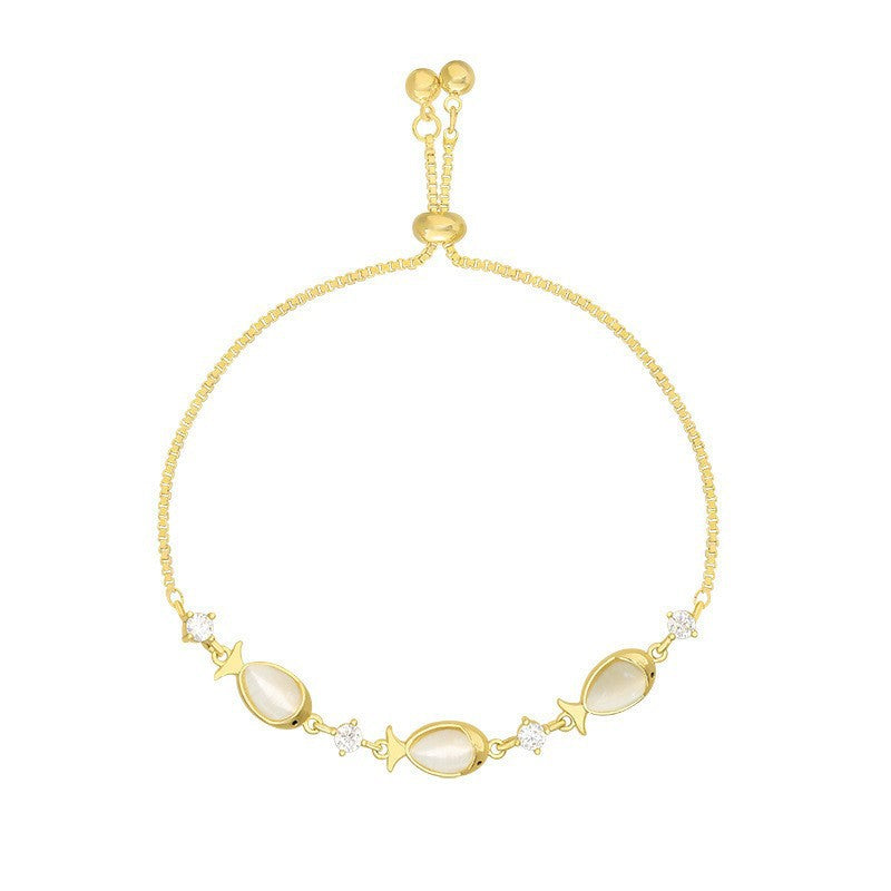 Wholesale Cat's eye stone fish bracelet fashion bracelet net celebrity simple fashion design sense hand jewelry